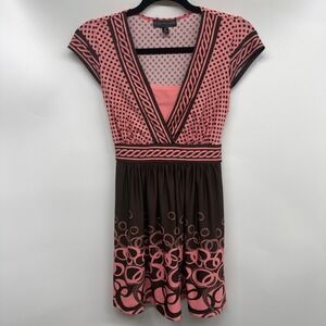 City Triangles Pink Chocolate Brown Polka Dot Y2K Babydoll Coquette Dress Medium